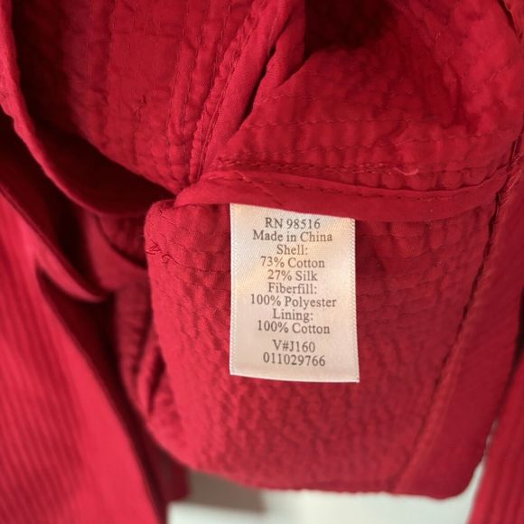 Coldwater Creek Silk Blend Blazer Barn Jacket Red Quilted Size 14 - Picture 4 of 6